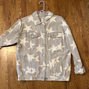 Altar’d State Beige Denim Jacket with Stars
